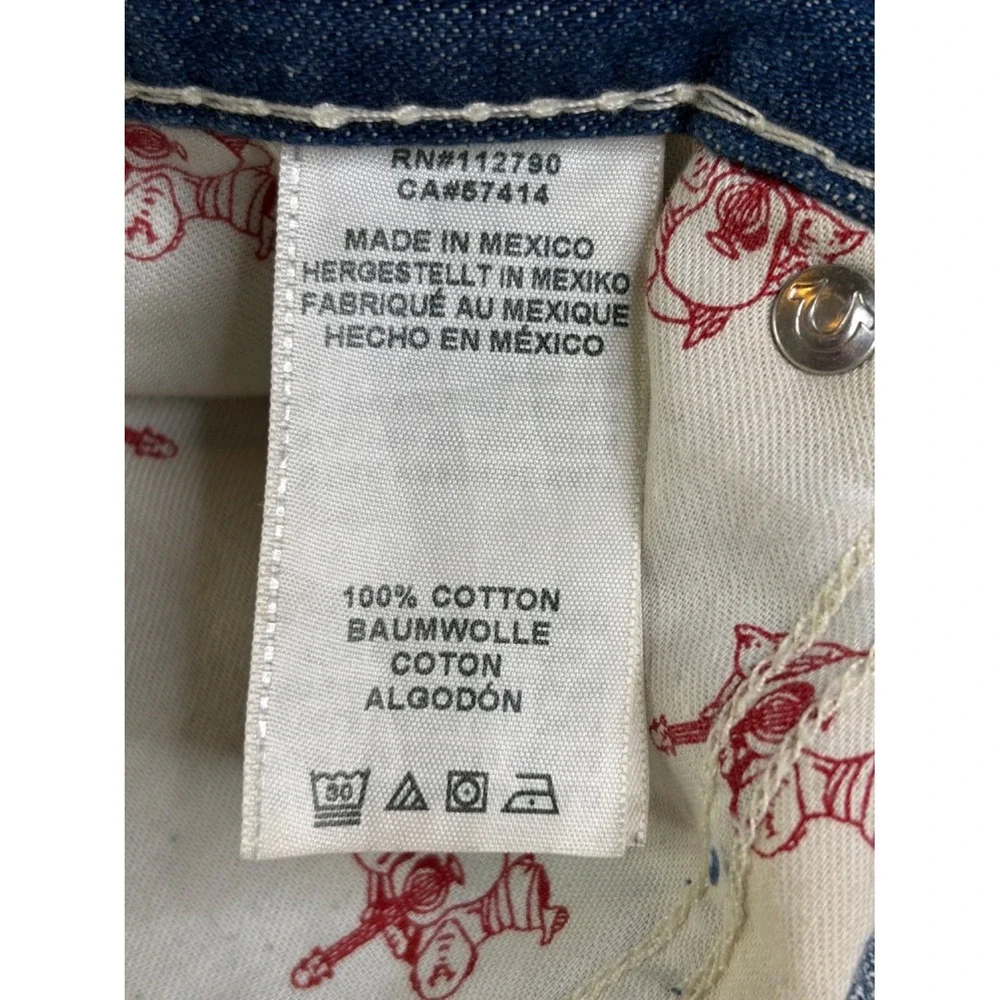 True Religion World Tour Section Straight Jeans Mens 38x34 Blue Contrast